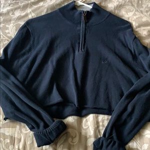 Cropped nautica half zip. Navy blue